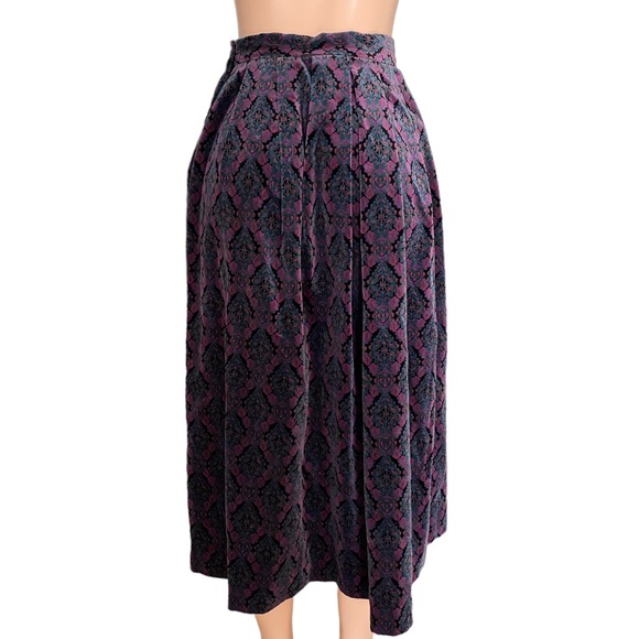 Allen Solly Jewel Toned Velvet High Waist Paisley Print Midi Skirt Size 8 - Picture 5 of 12
